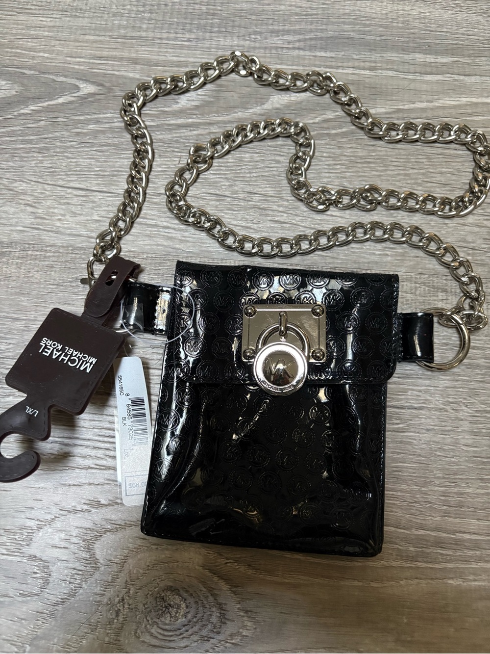 Michael Kors Patent Leather Chain Belt Bag Size L/XL NWT